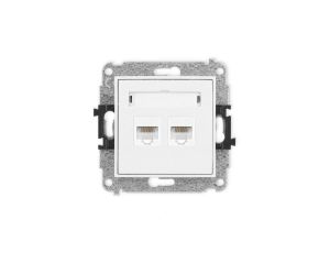 MINI Mechanizm gniazda komputerowego podwójnego 2xRJ45, kat. 5e, 8-stykowy biały mat 25MGK-2