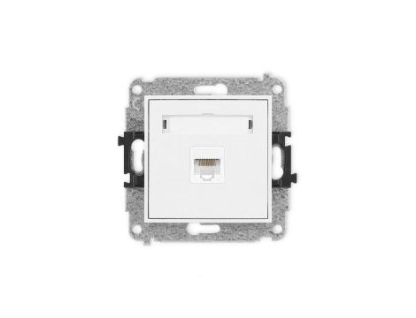 MINI Mechanizm gniazda komputerowego pojedynczego 1xRJ45, kat. 5e, 8-stykowy biały mat 25MGK-1