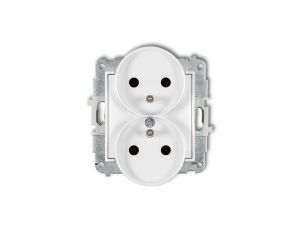 MINI Mechanizm gniazda podwójnego do ramki z uziemieniem 2x(2P+Z) (przesłony torów prądowych) biały mat 25MGPR-2zp