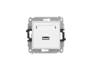 MINI Mechanizm ładowarki USB pojedynczej, 5V, 2A biały mat 25MCUSB-3