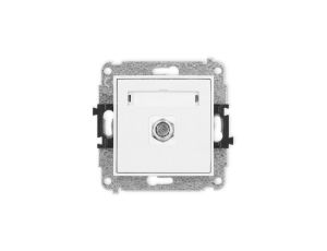 MINI Mechanizm gniazda antenowego pojedynczego typu F (SAT) niklowany biały mat 25MGF-1