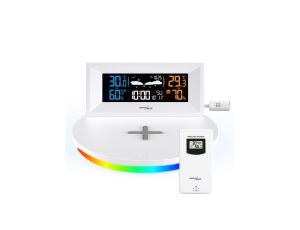 Bezprzewodowa stacja pogody z ładowarką bezprzewodową/indukcyjna GreenBlue, zegar, alarm, kalendarz, czujnik zewnętrzy, GB213