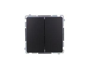 Simon Basic Przycisk podwójny zwierny, dwuobwodowy: 2 wejścia, 2 wyjścia (moduł) 16AX, 250V, szybkozłącza, czarny BMP2.01/49