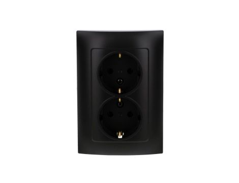 Simon 10 Gniazdo wtyczkowe Schuko podwójne 16A, 250V, zaciski śrubowe czarny mat CGSZ2/49