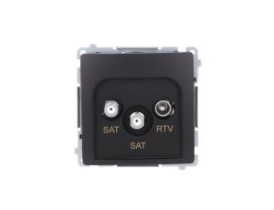 Simon Basic Gniazdo antenowe satelitarne podwójne końcowe SAT-SAT-RTV, (moduł). czarny BMZAR+SAT3.1-P2.01/49