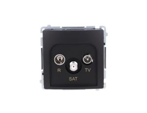 Simon Basic Gniazdo antenowe R-TV-SAT przelotowe (moduł), 1x wejście: 5 MHz–2,4 GHz czarny BMZAR-SAT10/P.01/49