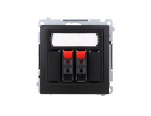 Simon Basic Gniazdo głośnikowe 2-krotne z polem opisowym (moduł) Przekrój przew.dla wejścia i wyjścia 2,5 mm2 czarny BMGL3.01/49