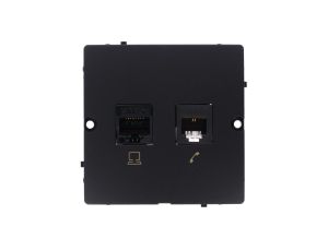 Simon Basic Gniazdo komputerowe RJ45 kat.5e + telefoniczne RJ11 (moduł). Montaż gniazda na wkręty do puszki czarny BMF5T.02/49