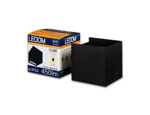 LEDOM Kinkiet zewnętrzny LED aluminium 2x3W 3000K IP54 czarny CUBE 3 lata gwar.