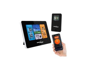 Stacja pogodowa WiFi GreenBlue, zgodna z TUYA, czujnik zewnętrzny, kalendarz, prognoza pogody, barometr, GB215