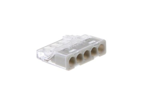 Szybkozłączka samozaciskowa bezgwintowa MINI do drutów (0,2 do 2,5 mm), 5 tory, PC215S transparentna 89243000 /100 szt./