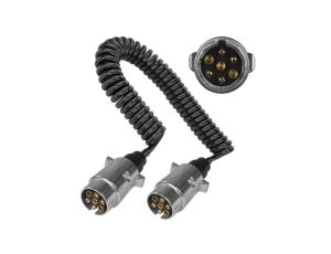 Przewód spiralny QLY-s kabel do przyczepy zakończony metalowymi wtykami 7-pin 12V 4m