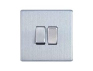 Varilight Włącznik Podwójny Metal steel stal szczotkowana klawiszowy