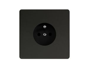 Varilight Metal gniazdo czarny mat B/K bez kołnierza wewnętrznego Linia Metal 16A 250V stal nierdzewna przesłony torów prądowych