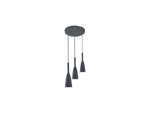 Lampa wisząca z rodziny SOLIN w kolorze szarym okrągła podsufitka metalowe klosze LP-181/3P GR Light Prestige