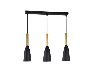Lampa wisząca SOLIN z trzema stylowymi kloszami na listwie czarno złota LP-181/3L BK/GD Light Prestige