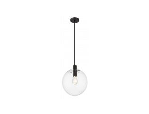 Lampa wisząca czarna Puerto z przezroczystym kloszem w kształcie kuli LP-004/1P M BK Light Prestige
