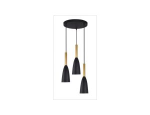 Lampa wisząca SOLIN z kaskadowymi zwisami na czarnej rozecie LP-181/3P BK/GD Light Prestige