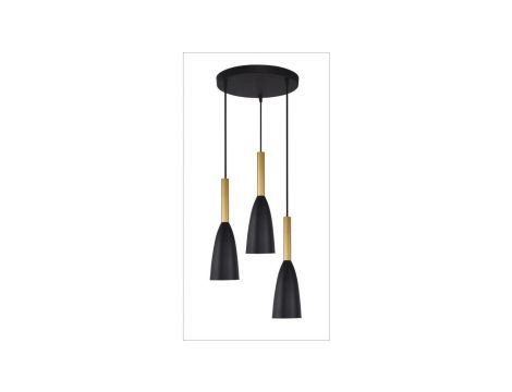 Lampa wisząca SOLIN z kaskadowymi zwisami na czarnej rozecie LP-181/3P BK/GD Light Prestige
