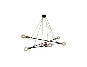 Lampa wisząca ESTRELLA do industrialnego salonu z odsłoniętymi żarówkami LP-075/6P BK Light Prestige