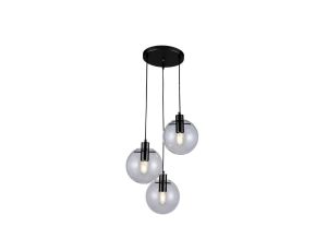 Klasyczna lampa wisząca w kolorze czarnym PUERTO do jadalni szklane klosze LP-004/3P BK Light Prestige