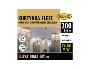 Lampki Bulinex 200led białe ciepłe 9,60m kurtyna sople flesz