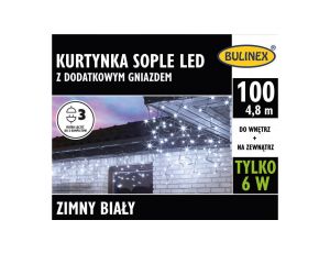 Lampki Bulinex 100led białe zimne 4,80m kurtyna sople