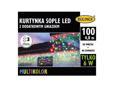 Lampki Bulinex 100led multikolor 4,80m kurtyna