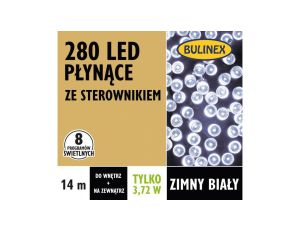 Lampki Bulinex płynące 280led białe zimne 14m sznur