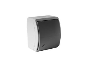 Łącznik schodowy natynkowy 10A 250V IP44 popiel/grafit 153-08 DV 8233