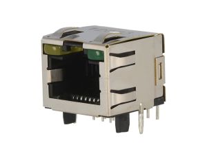 Gniazdo RJ45 8-pin Kat 5 ekranowane,z diodą LED złocony THT 2-406549-1