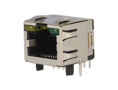 Gniazdo RJ45 8-pin Kat 5 ekranowane,z diodą LED złocony THT 2-406549-1