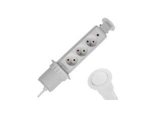 Rozgałęźnik meblowy na 3 gniazda 2P+Z 230V 16A okrągły wpuszczany w blat LIFT BOX 1,5m biały