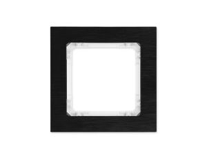 DECO Ramka uniwersalna pojedyncza - aluminium szczotkowane (ramka: czarna spód: biały) 12-0-DRA-1