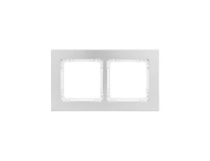 DECO Ramka uniwersalna podwójna - aluminium szczotkowane (ramka: srebrna spód: biały) 7-0-DRA-2