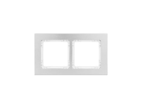 DECO Ramka uniwersalna podwójna - aluminium szczotkowane (ramka: srebrna spód: biały) 7-0-DRA-2