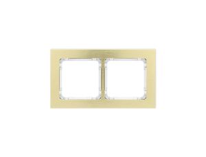 DECO Ramka uniwersalna podwójna - aluminium szczotkowane (ramka: kolor mosiężny spód: biały) 8-0-DRA-2