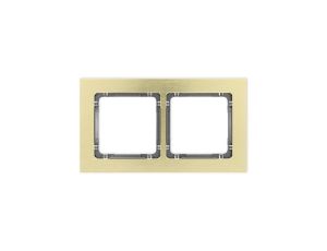 DECO Ramka uniwersalna podwójna - aluminium szczotkowane (ramka: kolor mosiężny spód: grafitowy) 8-11-DRA-2