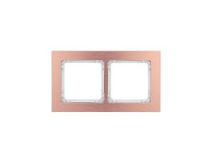 DECO Ramka uniwersalna podwójna - aluminium szczotkowane (ramka: kolor miedziany spód: biały) 9-0-DRA-2