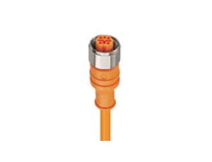 Kabel konfekcjonowany jednostronnie złącze M12 5-pinowe proste żeńskie PVC pomarańczowy PRKT 5-56/25 M