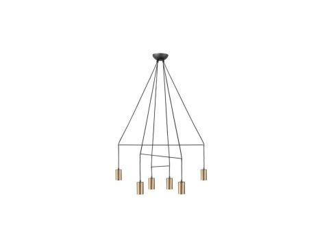 Nowodvorski lampa wisząca IMBRIA GU10 x 6 Lity mosiądz Przewód w oplocie Mosiądz 220-230 V MAX: 10W only LED