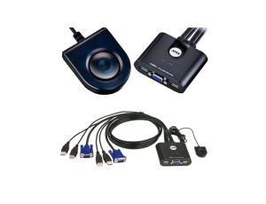 Przełącznik KVM 2-portowy Switch 2x (wtyki 2xUSB + VGA) / gniazda 2xUSB + VGA czarny 0,9m ATEN CS22U