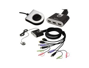 Przełącznik KVM 2-portowy Switch 2x (wtyki 2xUSB + HDMI + 2xAudio mini Jack 3,5mm) / gniazda 2xUSB + HDMI + 2xAudio mini Jack 3,