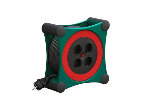 Przedłużacz bębnowy 15m OWY H05VV-F, 3x1,0mm z/u X-box, zielony 24437