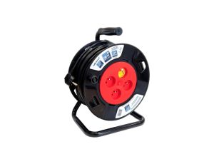 Przedłużacz bębnowy 50m OWY H05VV-F 3x1,5 z zabezpieczeniem termicznym, czarno-czerwony 24446