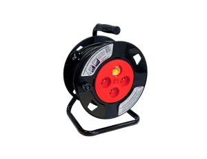 Przedłużacz bębnowy 40m OWY H05VV-F 3x1,5mm 4-gniazdowy czarno-czerwony 24613