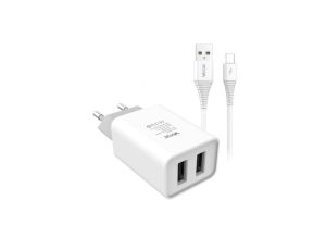 Ładowarka sieciowa 2x USB 5V 2.1A + kabel micro usb 1m VA0052micro Vayox
