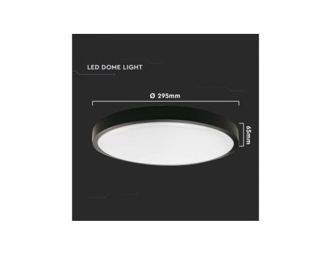 Plafoniera LED 24W 2400lm 4000K IP44 Okrągła fi295 Mleczny Czarna Ramka z mikrofalowym czujnikiem ruchu 7670