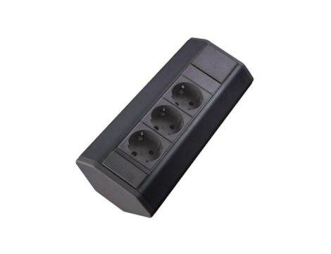 Gniazdo meblowe, blatowe 3x Schuko przedłużacz narożny 1,8m czarny CORNER BOX