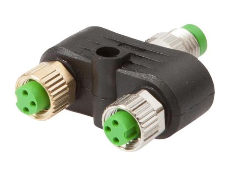 VK000052, rozdzielacz, 33x15x40mm, okablowanie równoległe, 60V, 2x M8 3pin, M8 3pin, IP67, 4A